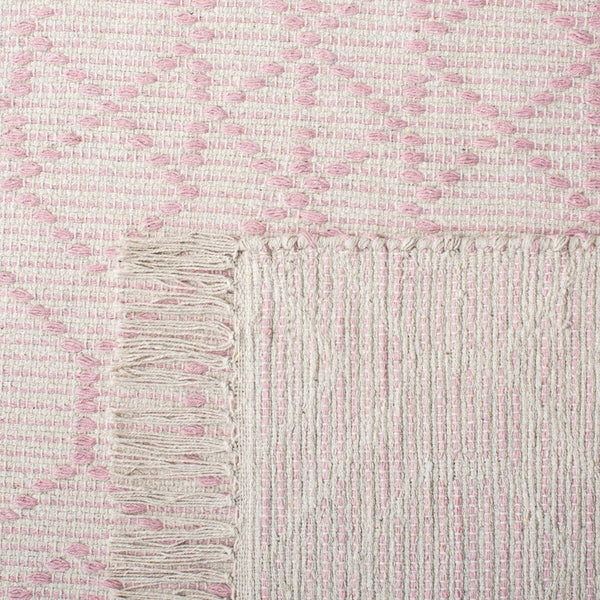 Montauk 652 Handloomed 100% Cotton Bohemian Rug Pink / Ivory 100% COTTON MTK652U-8