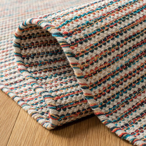 Montauk 654 Handloomed 100% Cotton Bohemian Rug Beige / Blue 100% COTTON MTK654B-8