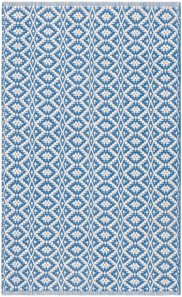 Montauk 716  Hand Woven 100% Cotton Rug Ivory / Blue
