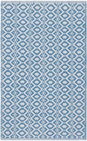 Montauk 716  Hand Woven 100% Cotton Rug Ivory / Blue