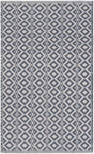 Montauk 716  Hand Woven 100% Cotton Rug Ivory / Navy