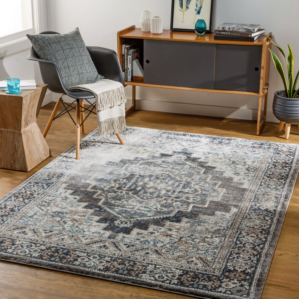 Montana MTN-2307  Polypropylene, Polyester Rug MTN2307-9212 Charcoal, Aqua, Dark Brown, Beige, Medium Gray, Black, Dark Blue, Cream 88% Polypropylene, 12% Polyester 9'2" x 12'