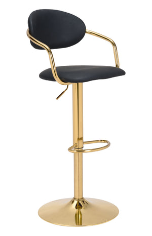 Zuo Modern Gusto 100% Polyurethane, Plywood, Steel Modern Commercial Grade Barstool Black, Gold 100% Polyurethane, Plywood, Steel