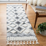 Moroccan Tassel Shag 656 Shag & Flokati Power Loomed Polypropylene Pile Rug Grey / Ivory