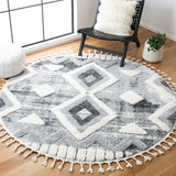 Moroccan Tassel Shag 656 Shag & Flokati Power Loomed Polypropylene Pile Rug Grey / Ivory