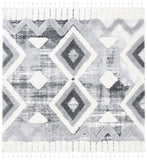 Moroccan Tassel Shag 656 Shag & Flokati Power Loomed Polypropylene Pile Rug Grey / Ivory