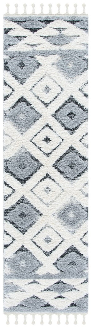 Moroccan Tassel Shag 661 Shag & Flokati Power Loomed Polypropylene Pile Rug Grey / Ivory
