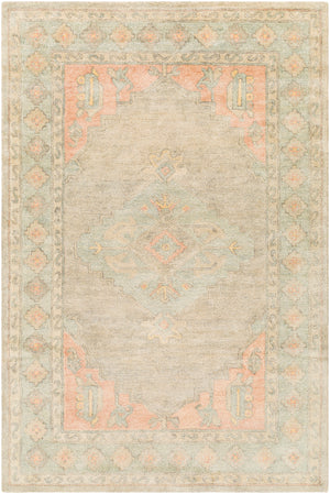 Malatya MTY-2301 Traditional Wool, Viscose Rug MTY2301-81012 Sage, Dark Green, Light Gray, Peach, Khaki 70% Wool, 30% Viscose 8'10" x 12'