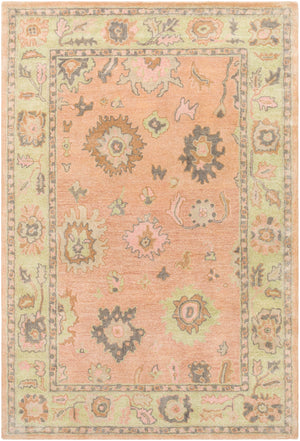 Malatya MTY-2304 Traditional Wool, Viscose Rug MTY2304-81012 Peach, Camel, Olive, Medium Gray, Khaki 70% Wool, 30% Viscose 8'10" x 12'