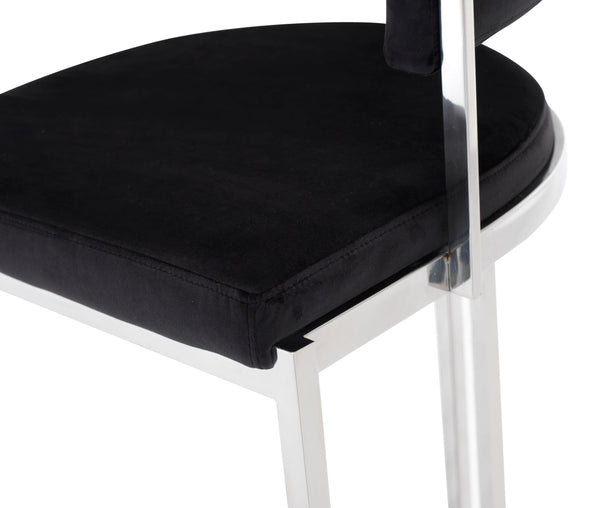 VIG Furniture Modrest Munith - Modern Black Velvet & Stainless Steel Bar Chair VGZAB9504-BLK-BS