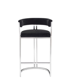 VIG Furniture Modrest Munith - Modern Black Velvet & Stainless Steel Bar Chair VGZAB9504-BLK-BS
