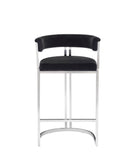 VIG Furniture Modrest Munith - Modern Black Velvet & Stainless Steel Bar Chair VGZAB9504-BLK-BS