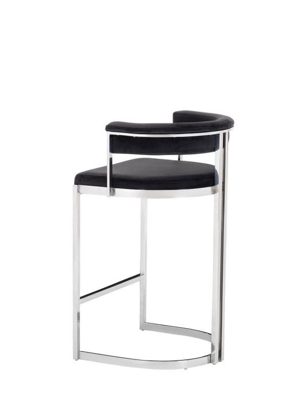 VIG Furniture Modrest Munith - Modern Black Velvet & Stainless Steel Bar Chair VGZAB9504-BLK-BS