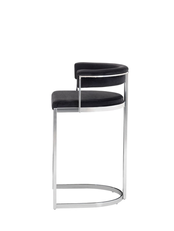 VIG Furniture Modrest Munith - Modern Black Velvet & Stainless Steel Bar Chair VGZAB9504-BLK-BS