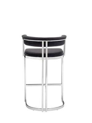 VIG Furniture Modrest Munith - Modern Black Velvet & Stainless Steel Bar Chair VGZAB9504-BLK-BS