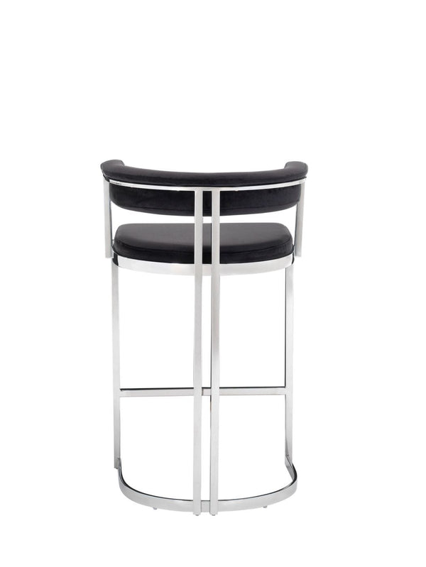 VIG Furniture Modrest Munith - Modern Black Velvet & Stainless Steel Bar Chair VGZAB9504-BLK-BS