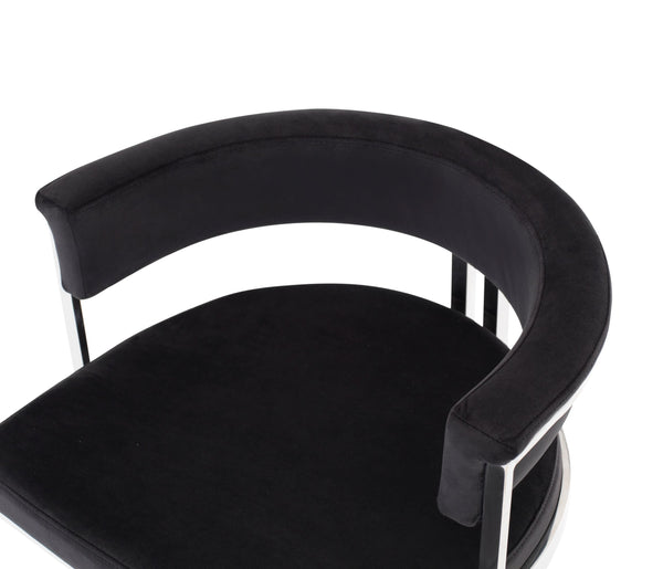 VIG Furniture Modrest Munith - Modern Black Velvet & Stainless Steel Bar Chair VGZAB9504-BLK-BS