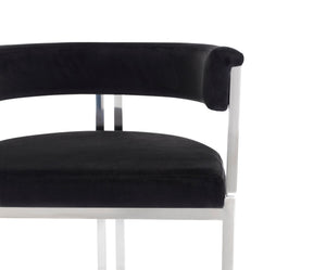VIG Furniture Modrest Munith - Modern Black Velvet & Stainless Steel Bar Chair VGZAB9504-BLK-BS