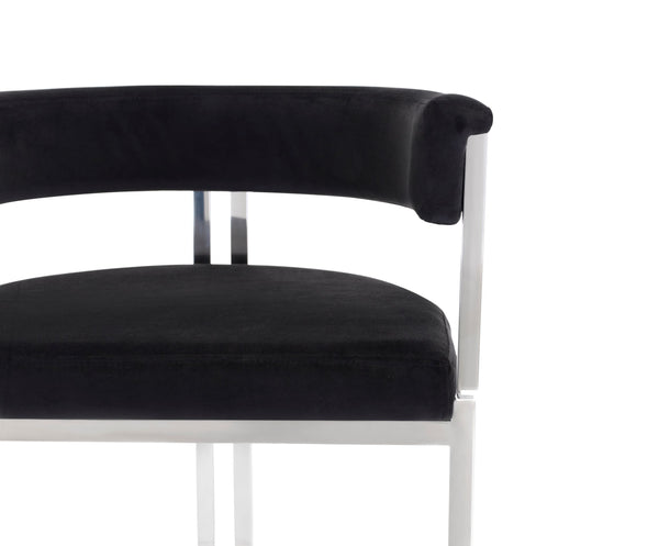 VIG Furniture Modrest Munith - Modern Black Velvet & Stainless Steel Bar Chair VGZAB9504-BLK-BS