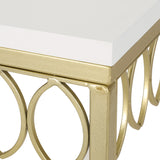 Breu Modern Glam Console Table with Petal Accents, Gold and White Noble House