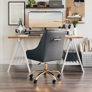 Zuo Modern Madelaine 100% Polyurethane, Plywood, Steel Modern Commercial Grade Office Chair Gray, Gold 100% Polyurethane, Plywood, Steel