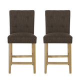 Noble House Rossburg Contemporary Button Tufted Fabric Counter Stools (Set of 2), Brown and Weathered Brown