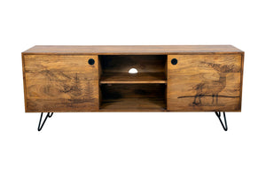 Porter Designs Alpine Solid Wood Transitional TV Stand Natural 06-215-10-5547