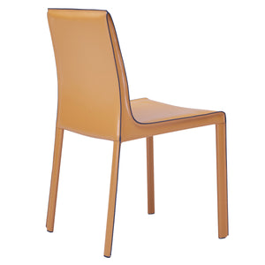 Gervin Recycled Leather Chair Set of 2 - Modern Minimalist Design with Sturdy Steel Frame