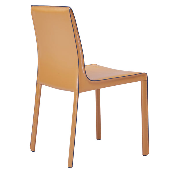 Gervin Recycled Leather Chair Set of 2 - Modern Minimalist Design with Sturdy Steel Frame