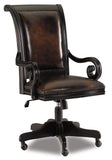 Hooker Furniture Telluride Traditional-Formal Tilt Swivel Chair in Hardwood Solids with Cherry Veneers, Carved Leather (Aniline Plus Pigment), Nail head Trim & Glaze Hang-up 370-30-220