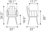 Zuo Modern Noosa 100% Polyester, Steel, Plywood Modern Commercial Grade Dining Chair Set - Set of 2 Ivory 100% Polyester, Steel, Plywood