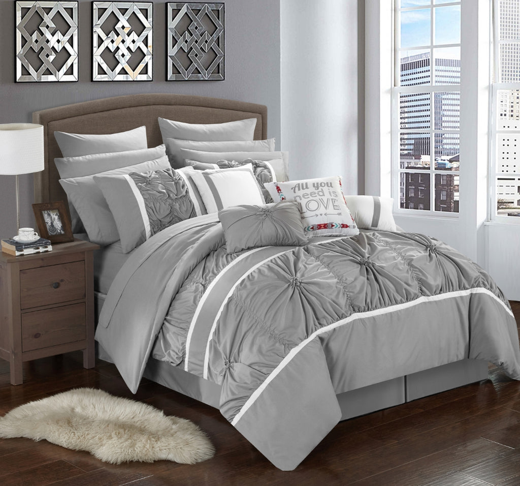 Ashville Grey Queen 16pc Comforter Set