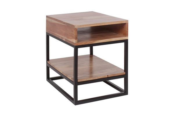 Porter Designs Malmo Solid Wood Industrial End Table Natural 05-190-26-1703N