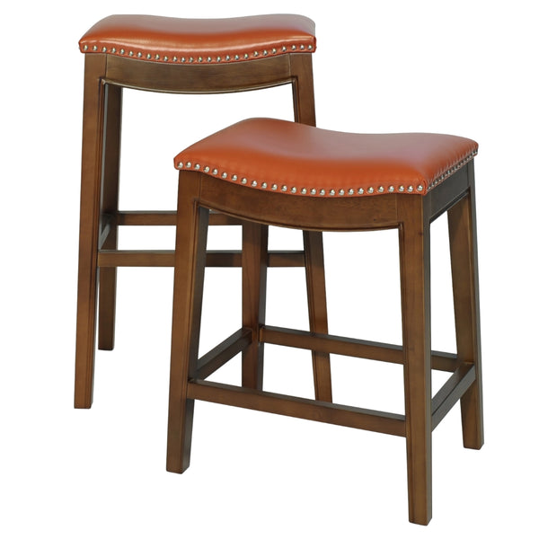 Elmo Bonded Leather Counter Stool Pumpkin, Orange, Cinnamon Legs 358625B-8141KD New Pacific Direct