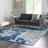 Nourison Tranquil TRA01 Farmhouse Machine Made Power-loomed Indoor Area Rug Navy/Light Blue 8'10" x 11'10" 99446483690