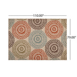 Seastar Outdoor 6'7" x 9'2" Medallion Area Rug, Ivory and Multi Noble House