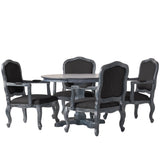 Ardyce French Country Upholstered Wood 5 Piece Circular Dining Set