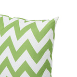 Marisol Outdoor Green and White Chevron Water Resistant Square and Rectangular Throw Pillows Noble House