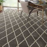 Nourison Geometric Shag GOS01 Moroccan Machine Made Power-loomed Indoor only Area Rug Silver 8'10" x 12' 99446482310