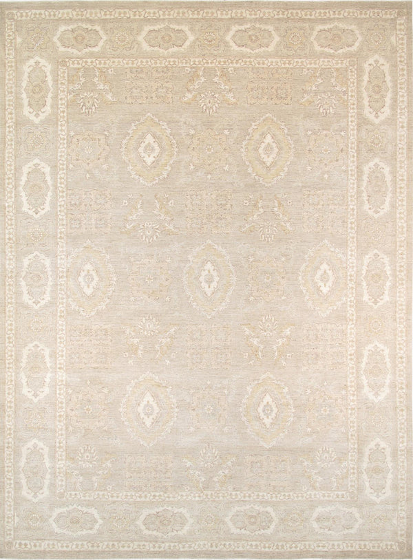 Pasargad Denver Hand-Knotted Ivory Wool Area Rug N-2017-D 9X12-PASARGAD