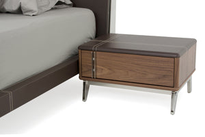 VIG Furniture Nova Domus Ria Contemporary Brown Eco-Leather & Walnut Nightstand VGVCN-A001