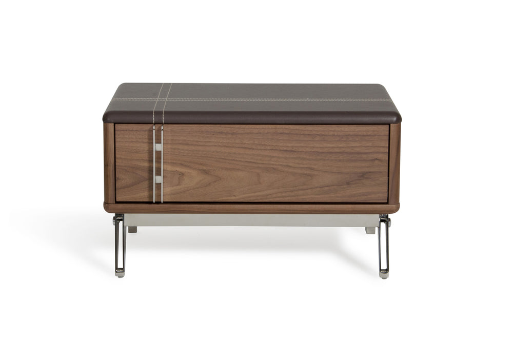 VIG Furniture Nova Domus Ria Contemporary Brown Eco-Leather & Walnut Nightstand VGVCN-A001