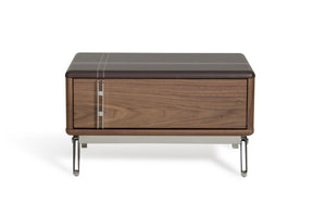 VIG Furniture Nova Domus Ria Contemporary Brown Eco-Leather & Walnut Nightstand VGVCN-A001