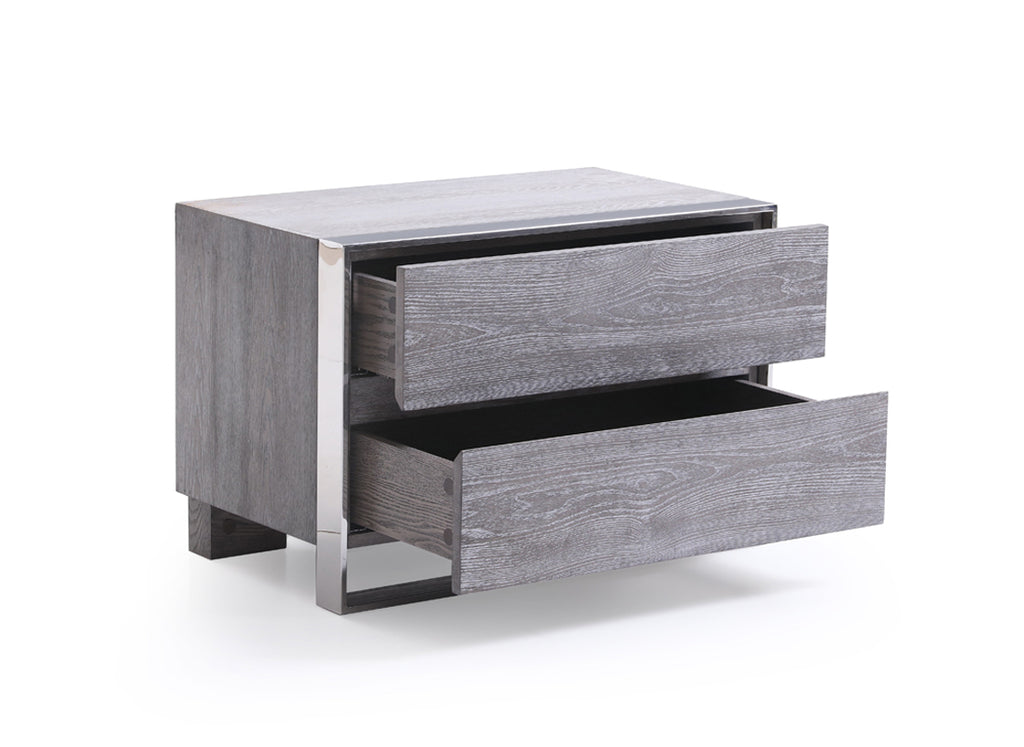 VIG Furniture Modrest Arlene Modern Grey Elm & Stainless Steel Bedroom Set VGVCBD008A-SET