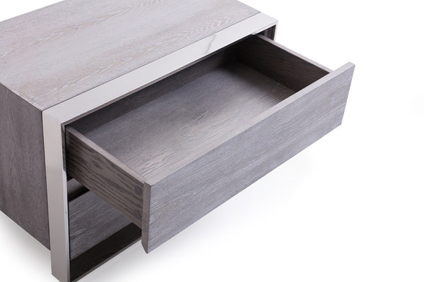 VIG Furniture Eastern King Modrest Arlene Modern Grey Elm & Stainless Steel Bedroom Set VGVCBD008A-SET-EK