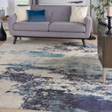 Nourison Celestial CES02 Modern Machine Made Power-loomed Indoor only Area Rug Ivory/Teal Blue 7'10" x 10'6" 99446460615