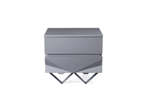 VIG Furniture Modrest Duke Modern Grey & Black Gun Chrome Nightstand VGVCN1811-GRY