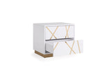 VIG Furniture Modrest Nixa Modern Wide White and Gold Nightstand VGVCN1909-WHT-1-W