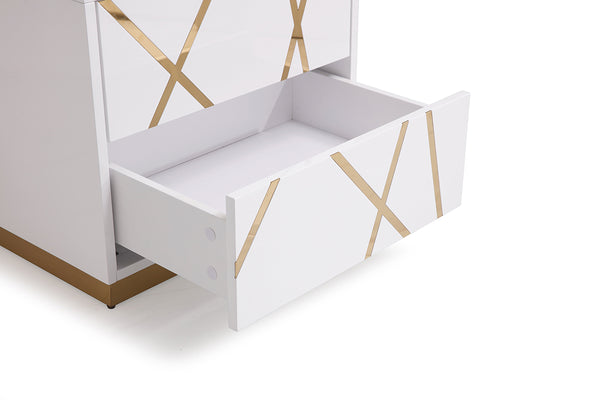 VIG Furniture Modrest Nixa Modern White & Gold Nightstand VGVCN1909-WHT