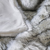 Noble House Warrin White and Grey Streak Faux Fur Throw Blanket